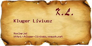 Kluger Líviusz névjegykártya