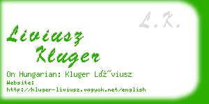 liviusz kluger business card